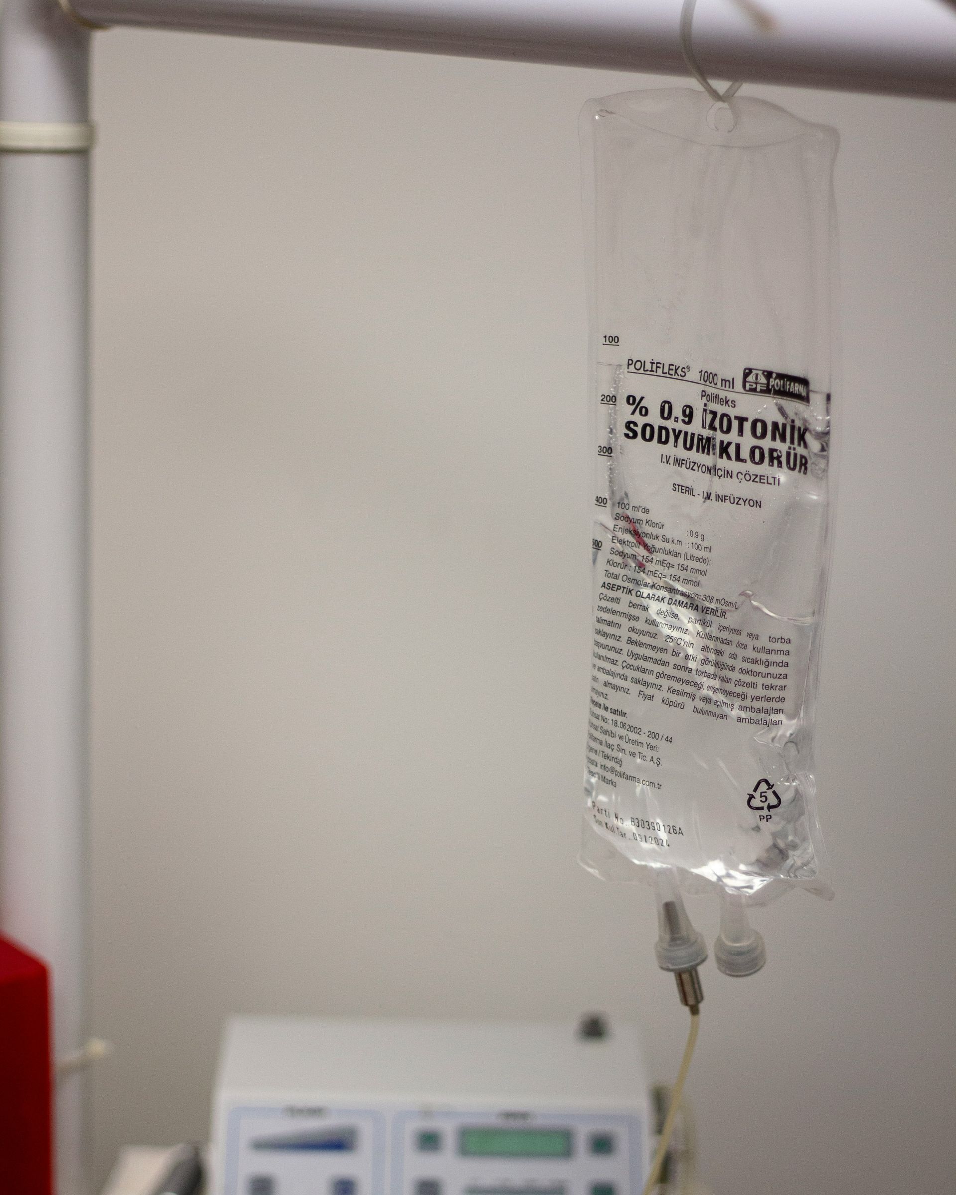 a medical device is hooked up to a wall